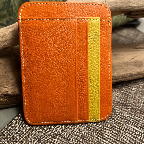 5227-AHM New Card Holder Genuine First Leather Layer Thin Soft Wallet  Small - Picture 6 of 9